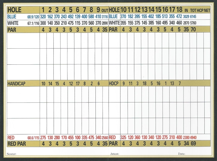 Hickory Woods Golf Course - Scorecard